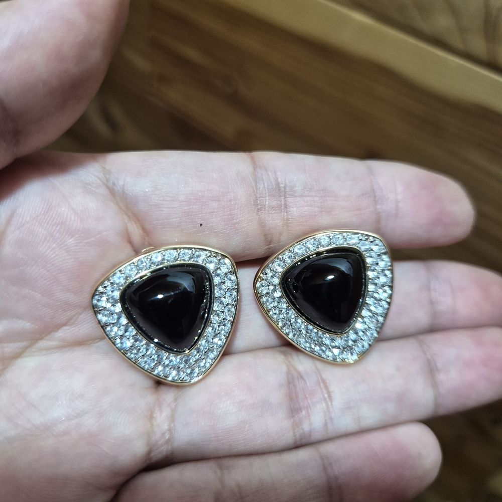 Swarovski SAL Crystal Gold  And Black Clip On Earrings